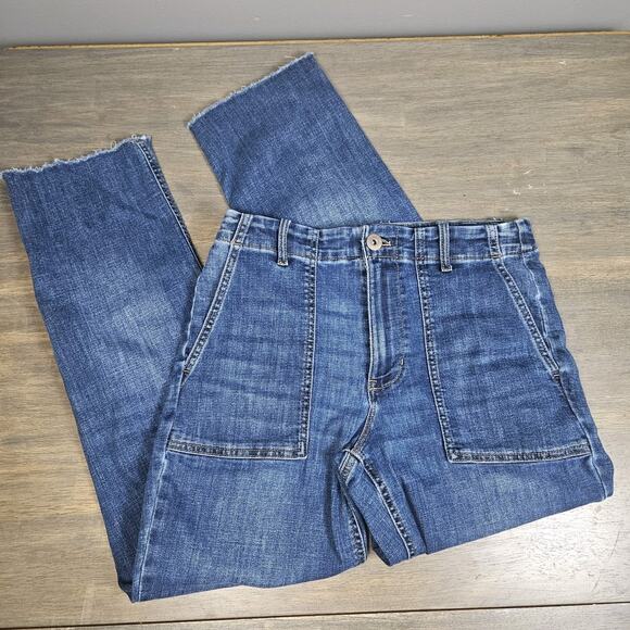 J. Jill Denim Jeans Pants Womens 6R Blue High Rise Straight Leg Raw Hem Casual - Picture 1 of 9